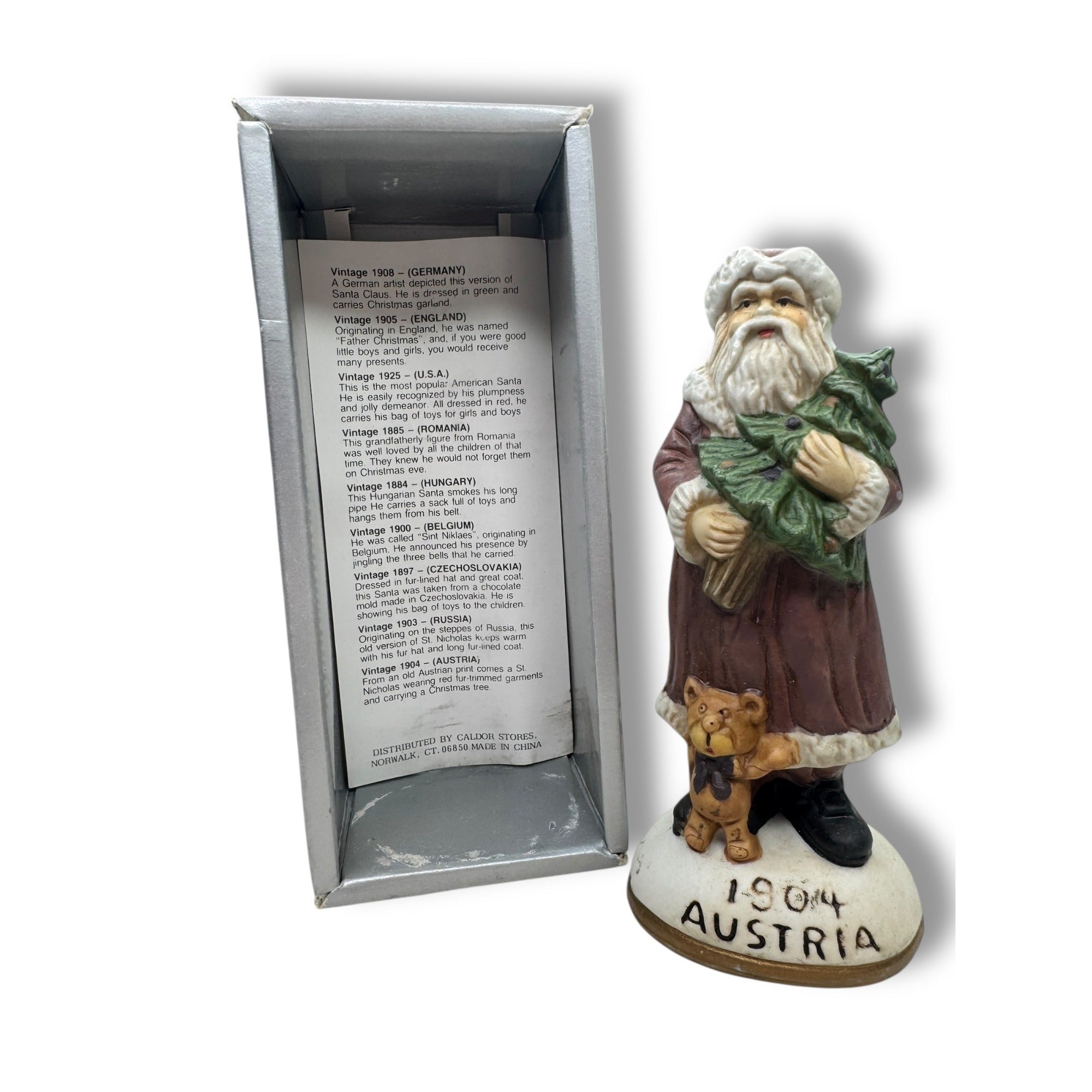 Caldor Stories 1904 Austria Santa Porcelain Figurine with Box 5”