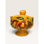 MCM California Pottery Mustard Fruit Covered Compote Jar 1960s Vintage