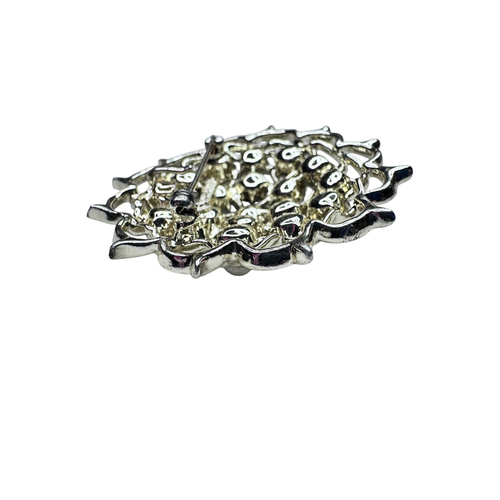 Sarah Coventry Brooch Green AB Faux Pearl Light Gold Floral 1960s Vintage