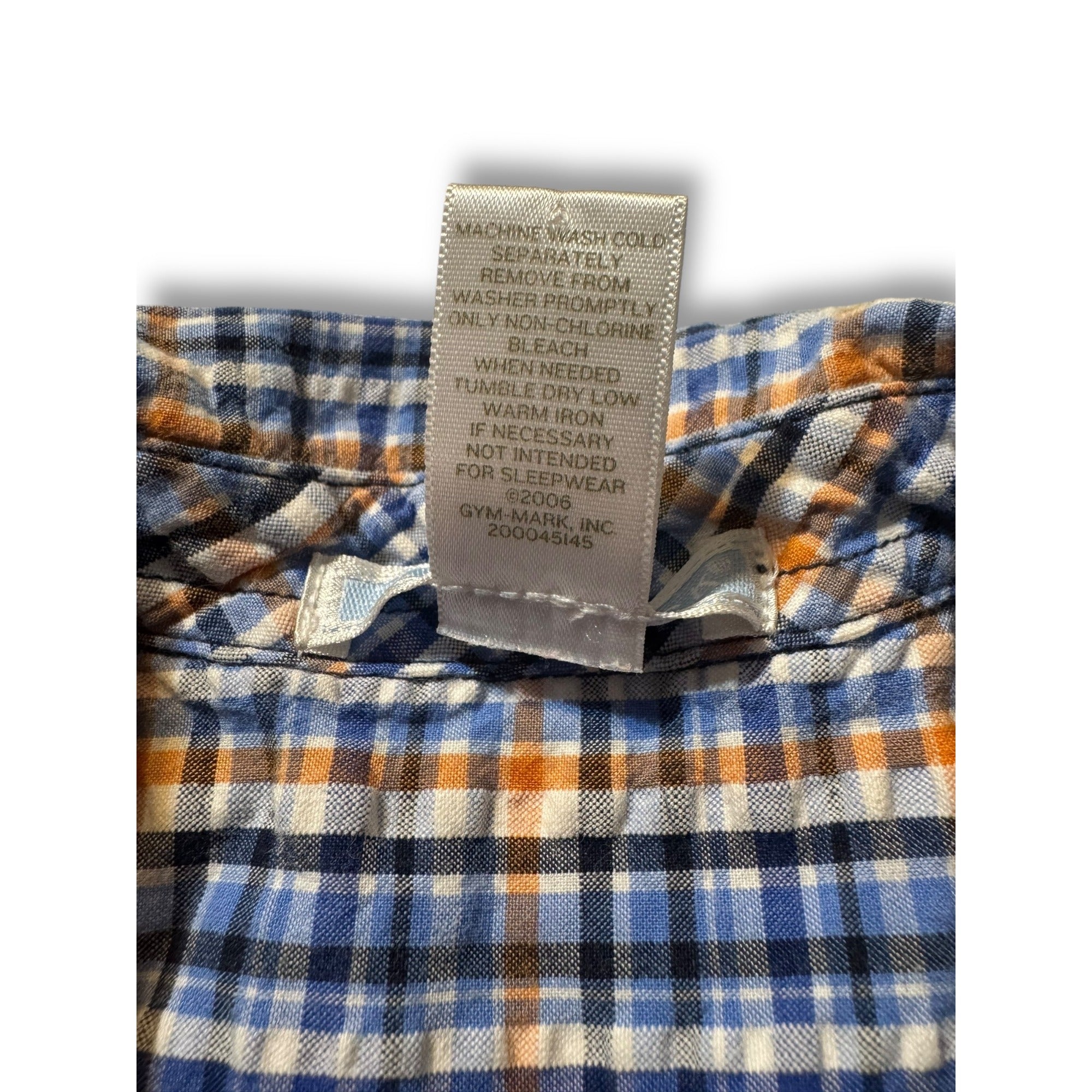 Janie & Jack Boys Button-Up Shirt Blue Orange Plaid 12-18 Months 100% Cotton