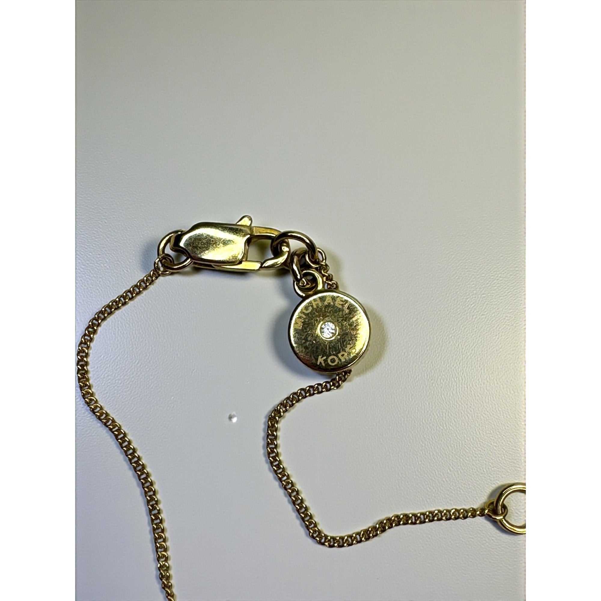 Michael Kors Crystal Bar Necklace Gold Tone Adjustable 16-18"