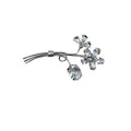 Unsigned Floral Brooch Silver Tone Clear Crystals Spray 1960s Vintage