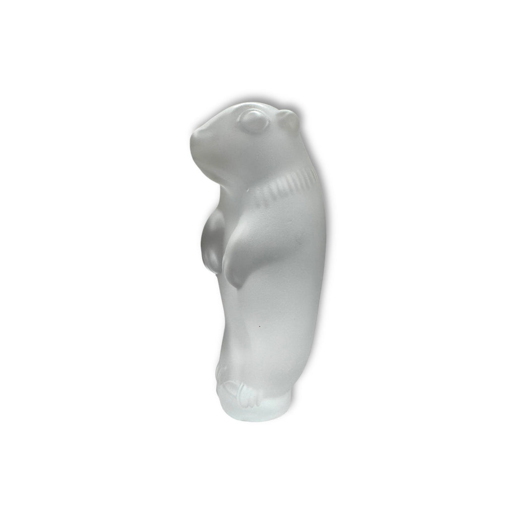 Cristal De Sevres France Satin Frosted Glass Figurine Gopher Beaver