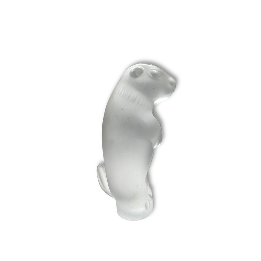 Cristal De Sevres France Satin Frosted Glass Figurine Gopher Beaver