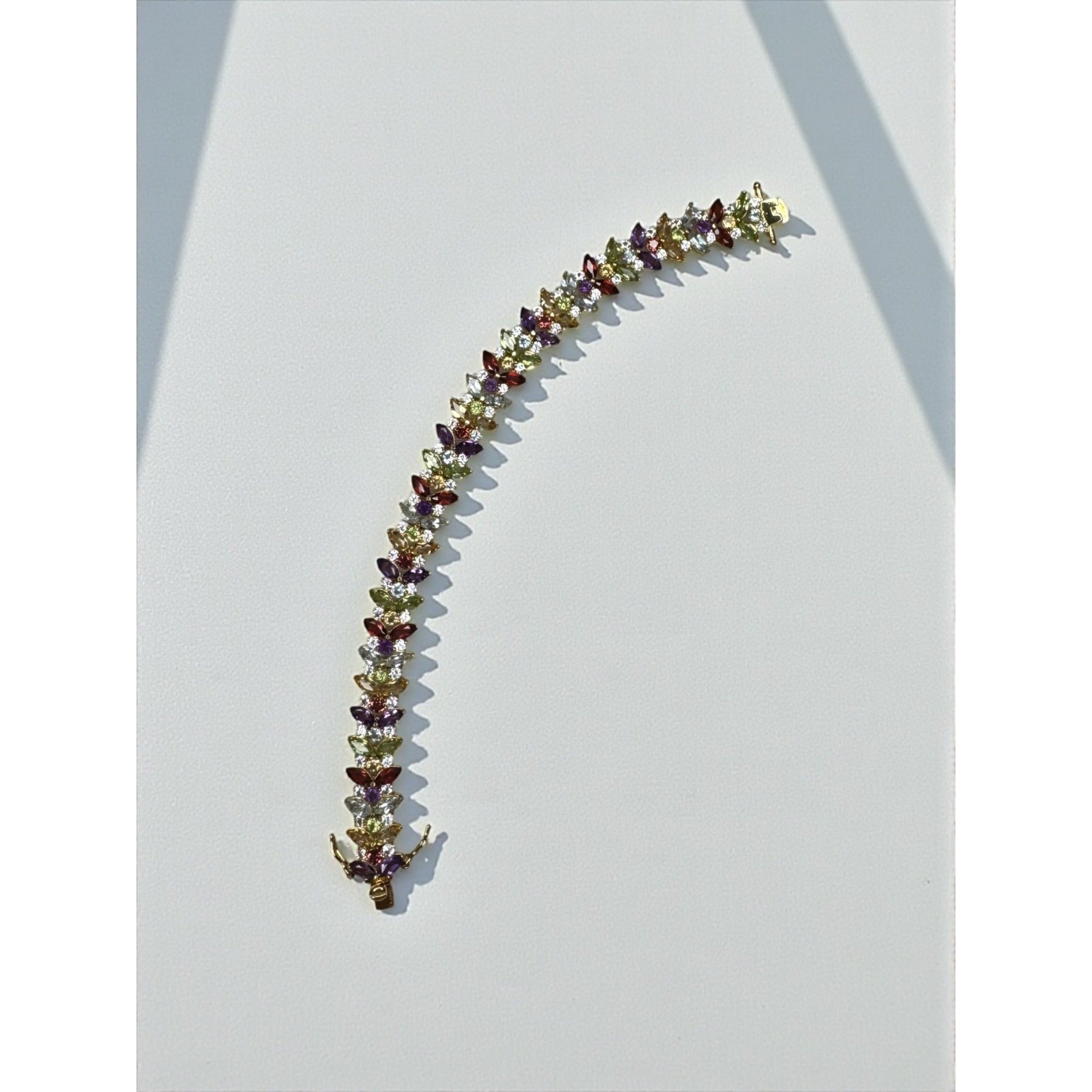 PAJ Prime Art & Jewel Multicolor Marquis Stone Tennis Bracelet Gold Tone