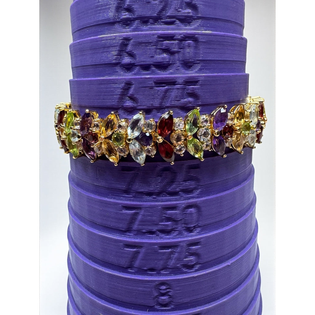 PAJ Prime Art & Jewel Multicolor Marquis Stone Tennis Bracelet Gold Tone