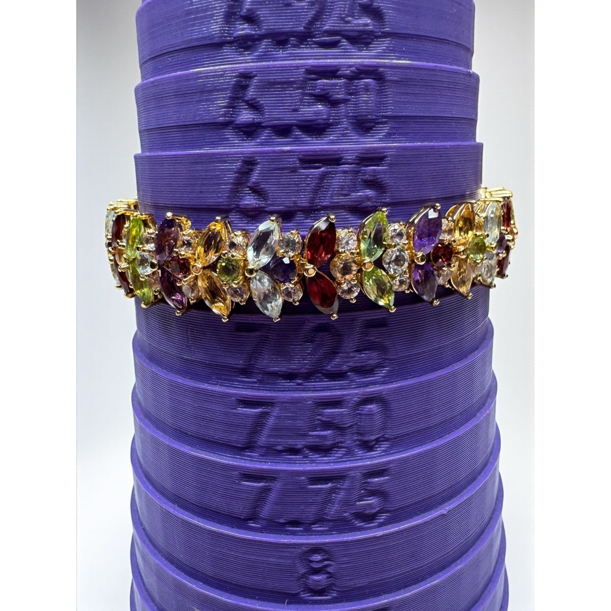PAJ Prime Art & Jewel Multicolor Marquis Stone Tennis Bracelet Gold Tone