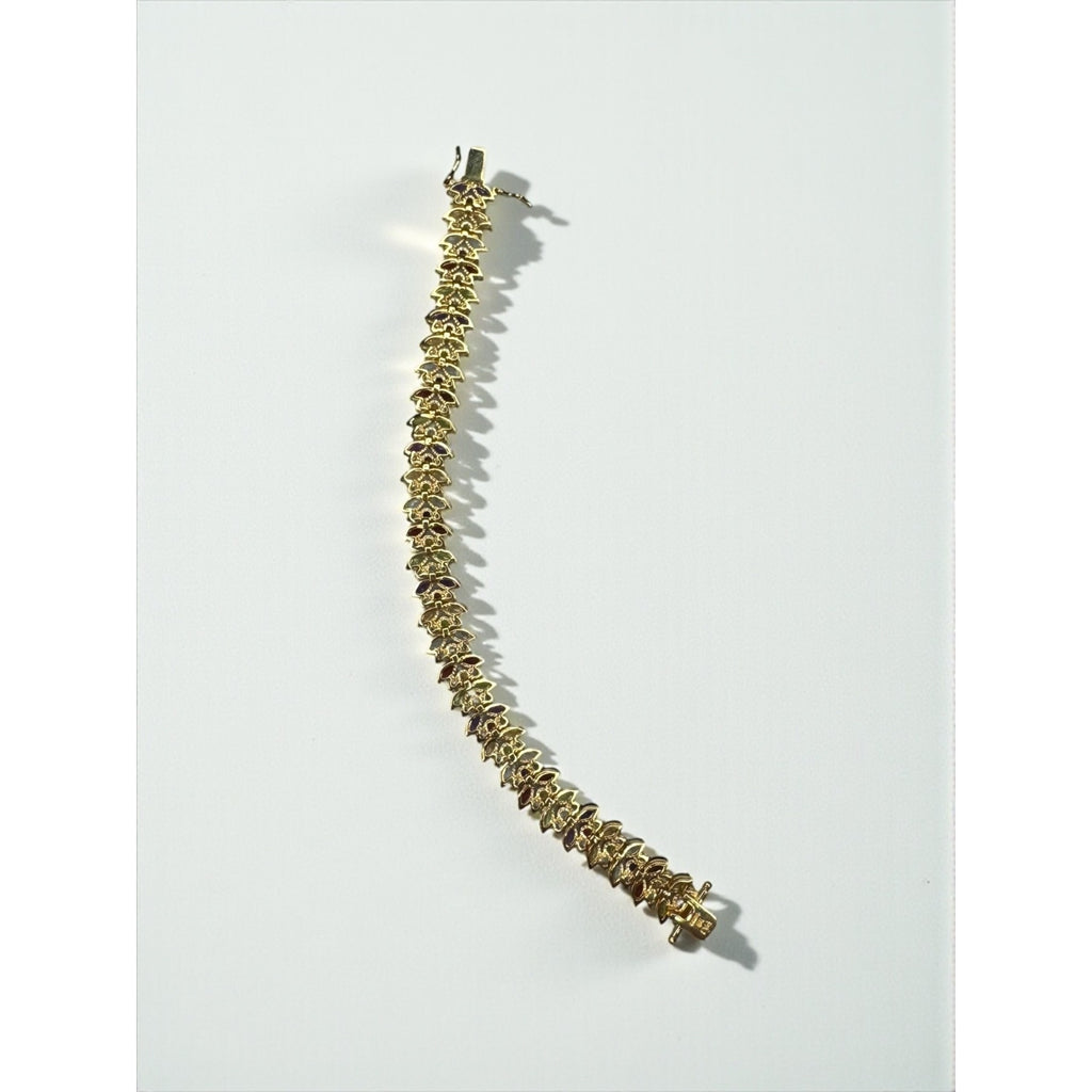 PAJ Prime Art & Jewel Multicolor Marquis Stone Tennis Bracelet Gold Tone