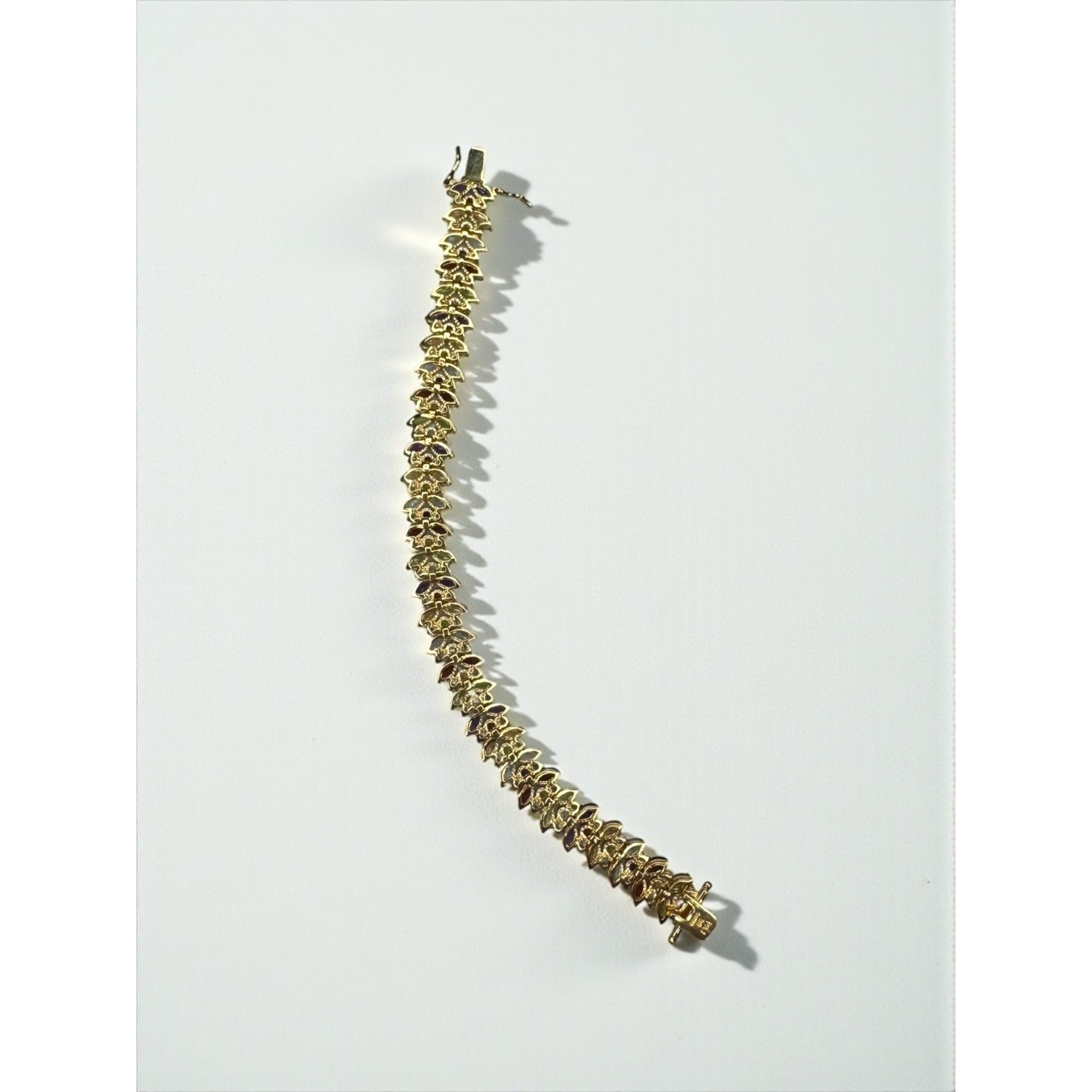 PAJ Prime Art & Jewel Multicolor Marquis Stone Tennis Bracelet Gold Tone
