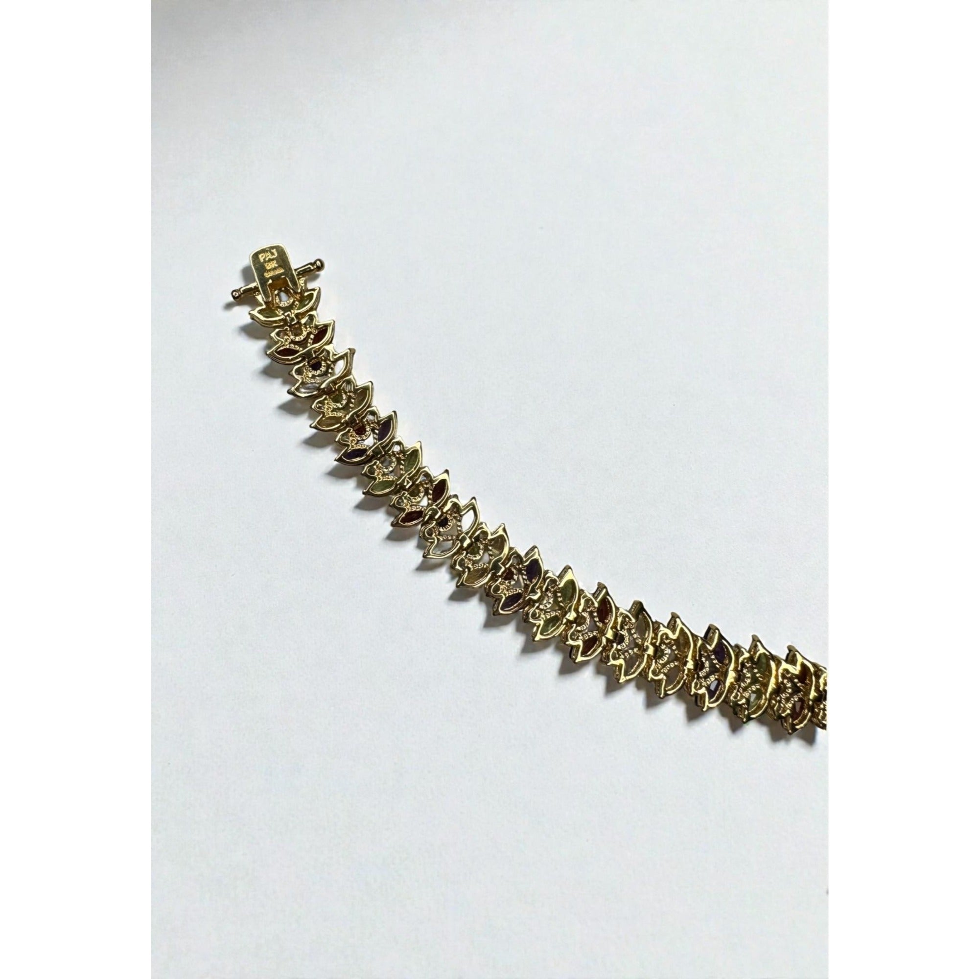 PAJ Prime Art & Jewel Multicolor Marquis Stone Tennis Bracelet Gold Tone