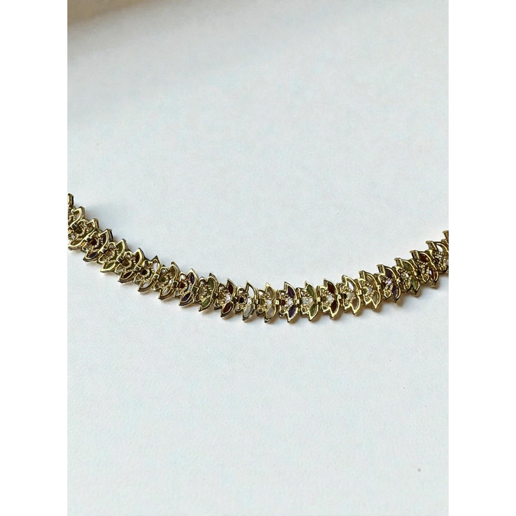 PAJ Prime Art & Jewel Multicolor Marquis Stone Tennis Bracelet Gold Tone