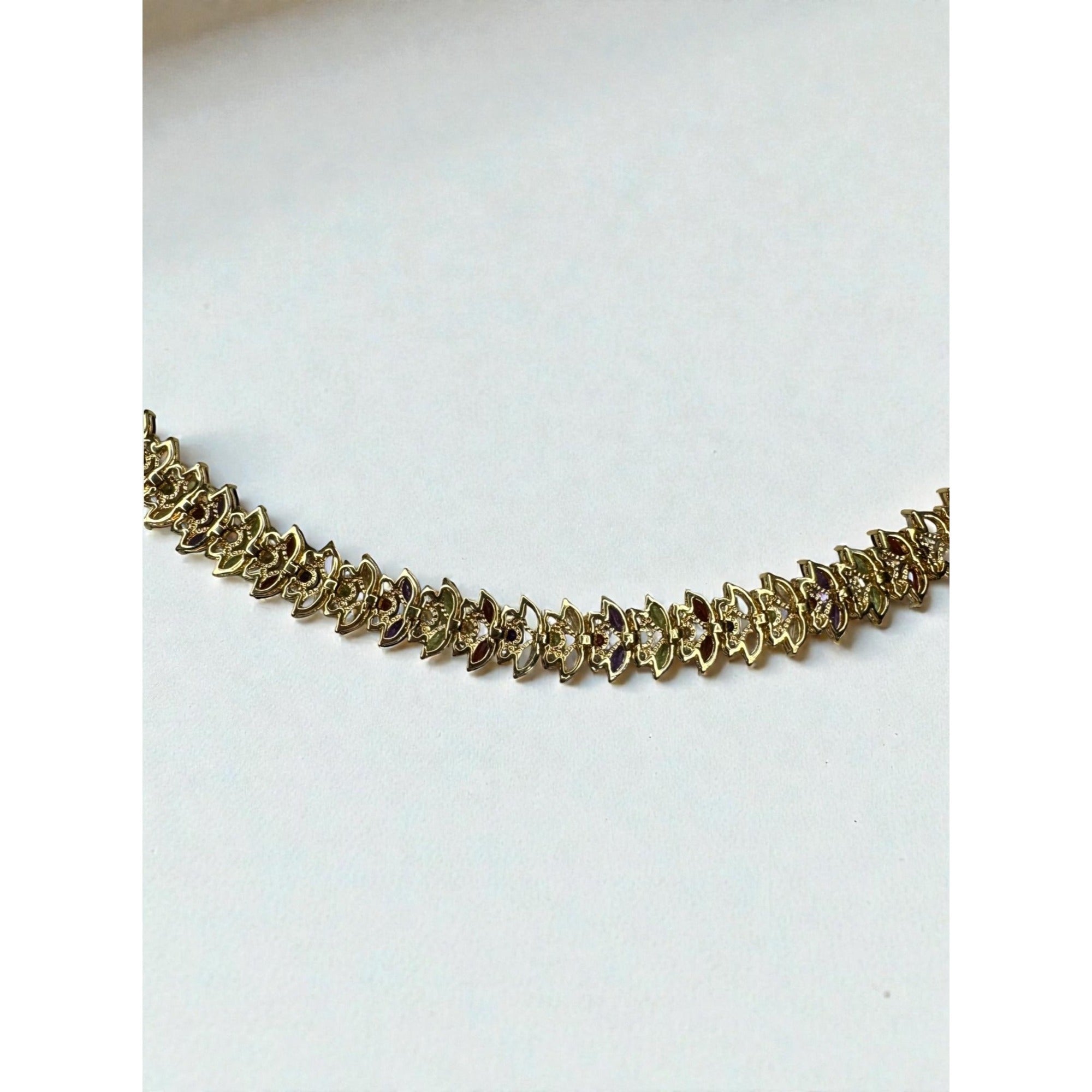 PAJ Prime Art & Jewel Multicolor Marquis Stone Tennis Bracelet Gold Tone