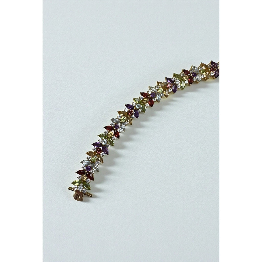 PAJ Prime Art & Jewel Multicolor Marquis Stone Tennis Bracelet Gold Tone