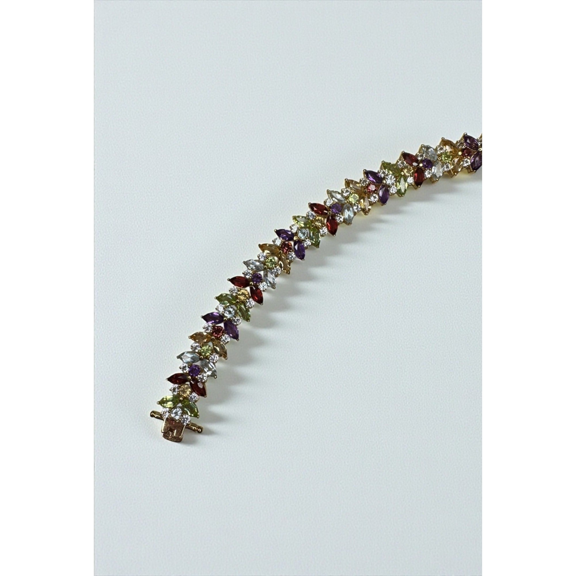 PAJ Prime Art & Jewel Multicolor Marquis Stone Tennis Bracelet Gold Tone