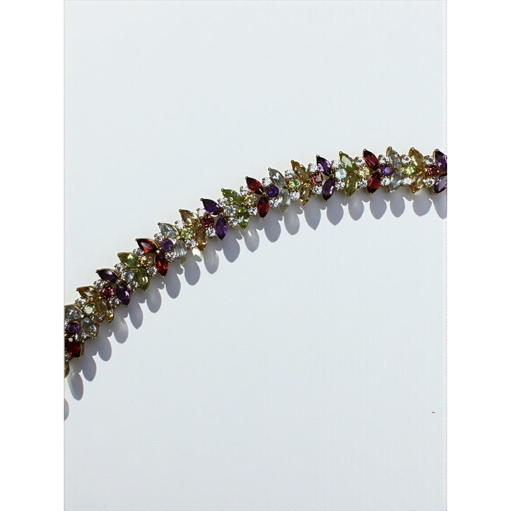 PAJ Prime Art & Jewel Multicolor Marquis Stone Tennis Bracelet Gold Tone