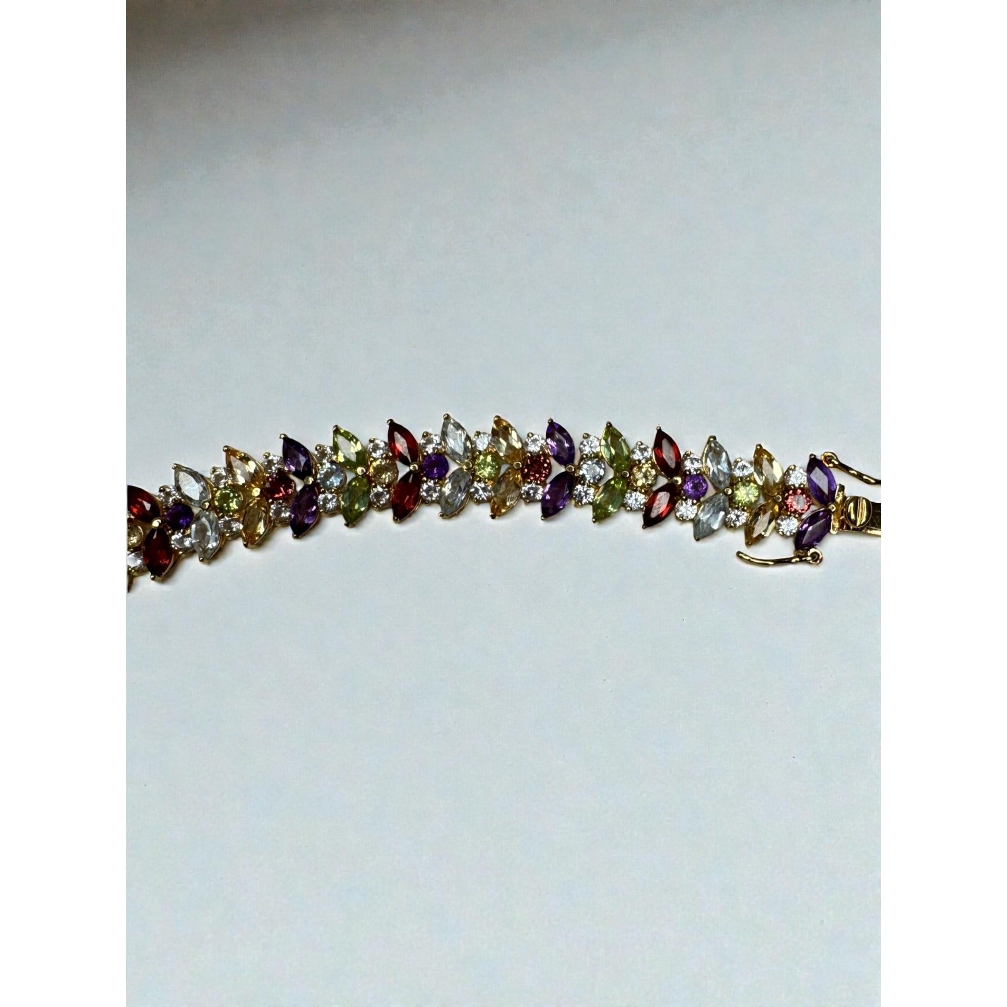 PAJ Prime Art & Jewel Multicolor Marquis Stone Tennis Bracelet Gold Tone