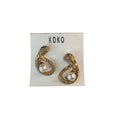 KOKO Pierced Earrings Gold Faux Pearl Drop 1990s Vintage