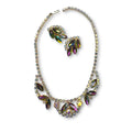Juliana D&E Rhinestone Necklace Earrings Set AB Watermelon Navette Vintage