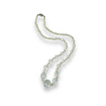 Art Deco Sterling Silver Faceted Crystal Bead Necklace On Chain Antique 16"