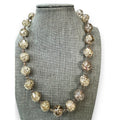 Contemporary Gray Crackle Glass Bead Necklace Copper Toggle 19.25"