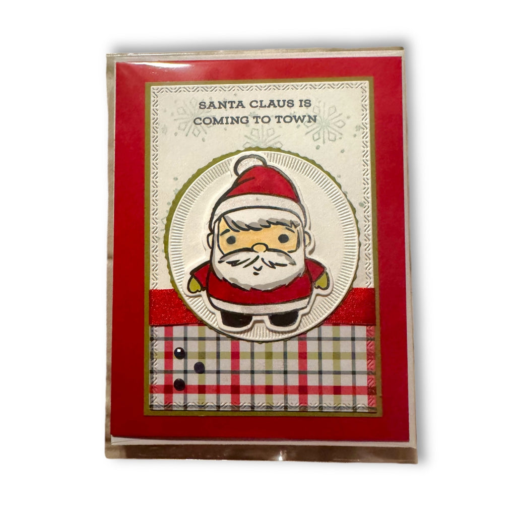 Send A Smile Handmade Blank Greeting Card Santa Christmas Holiday Red White