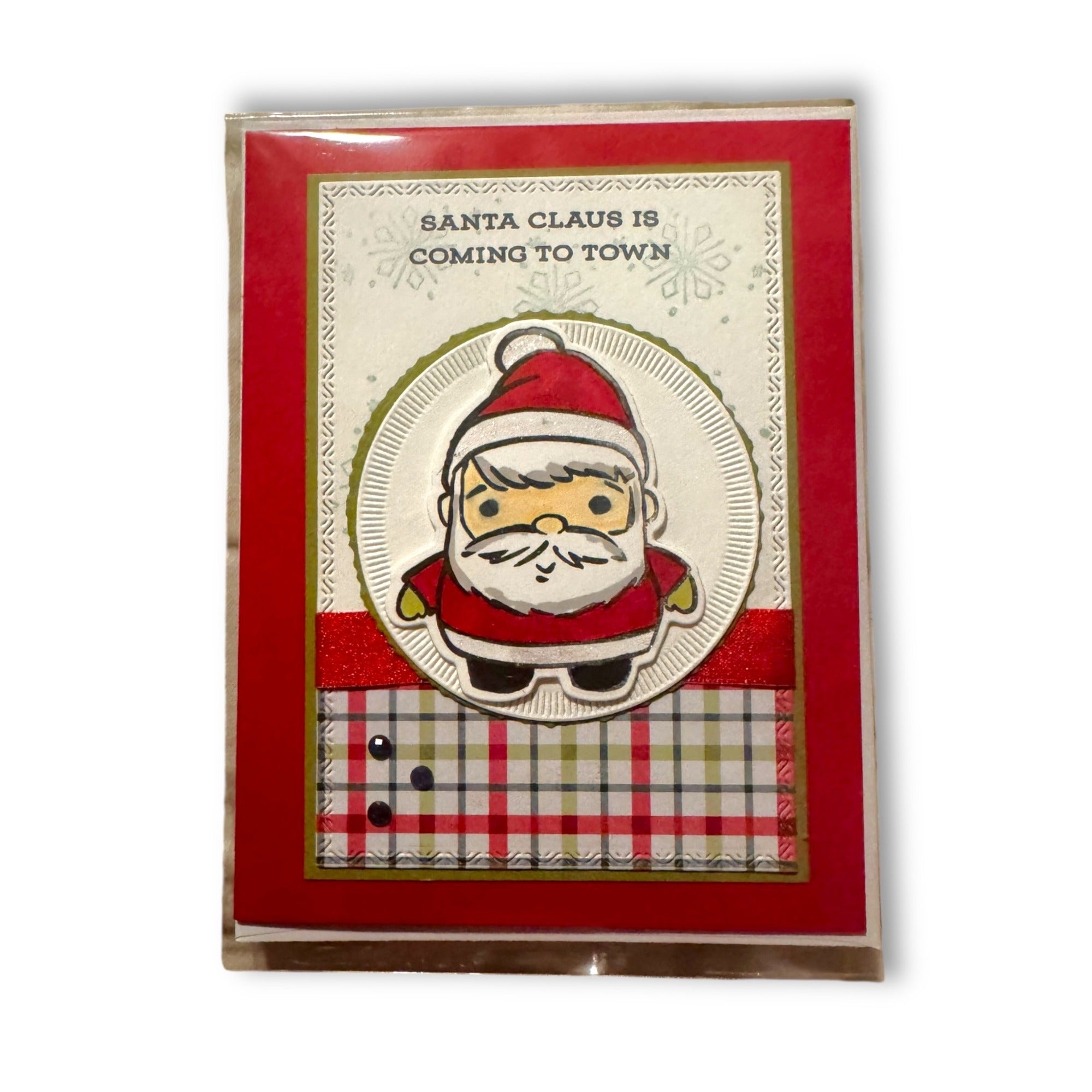 Send A Smile Handmade Blank Greeting Card Santa Christmas Holiday Red White