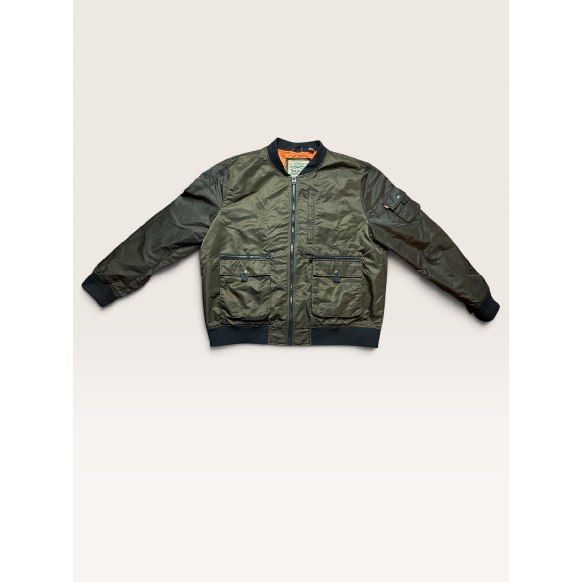 Levi's Mens XXL MA-1 Bomber Flight Jacket Olive Army Green Modern