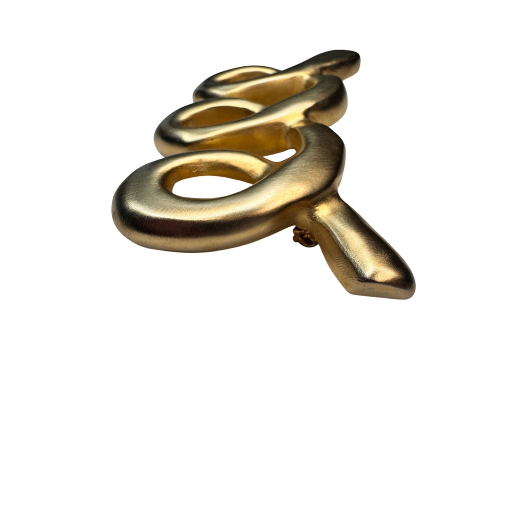 Abstract Ribbon Brooch Gold Tone Modern Sculptural Statement 1990s