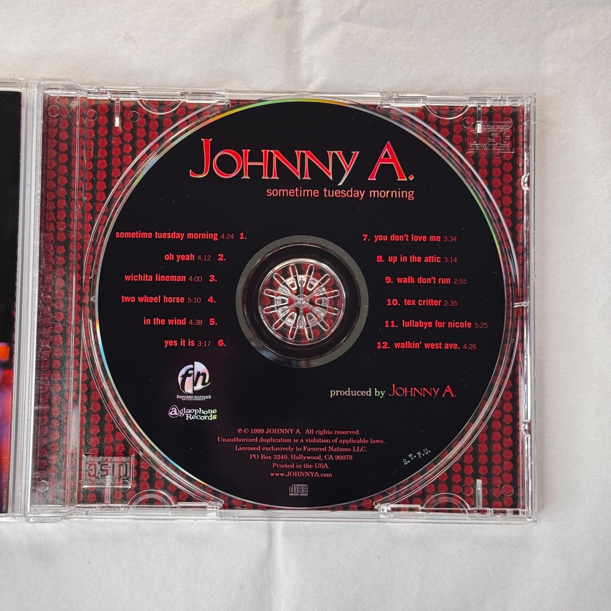 Johnny A. Sometime Tuesday Morning CD 1999 Favored Nations Jazz Instrumental