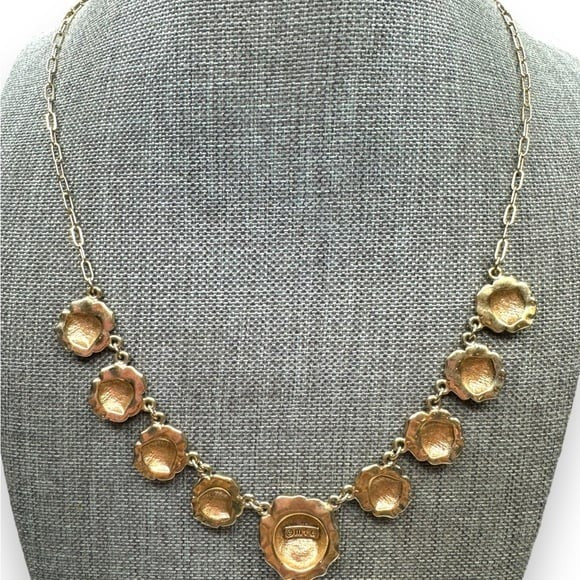Vintage MFA Museum of Fine Arts Gold Plated Rose Station Necklace 17.25" 1970s