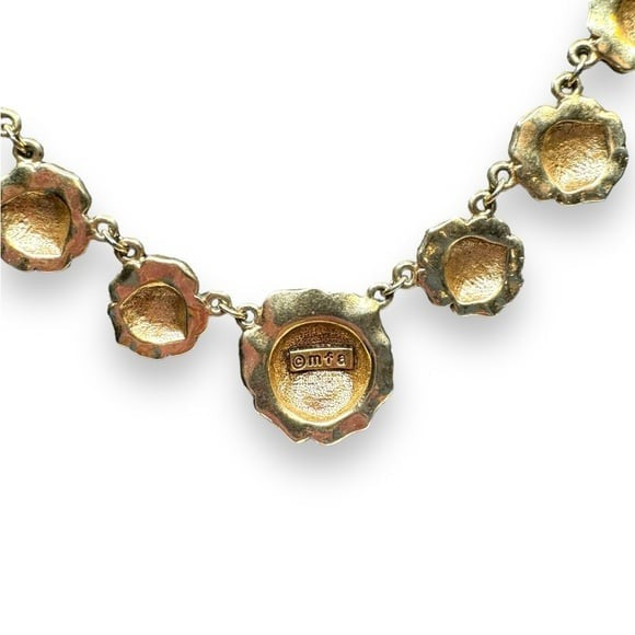 Vintage MFA Museum of Fine Arts Gold Plated Rose Station Necklace 17.25" 1970s