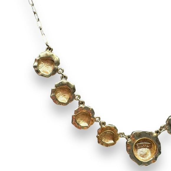 Vintage MFA Museum of Fine Arts Gold Plated Rose Station Necklace 17.25" 1970s