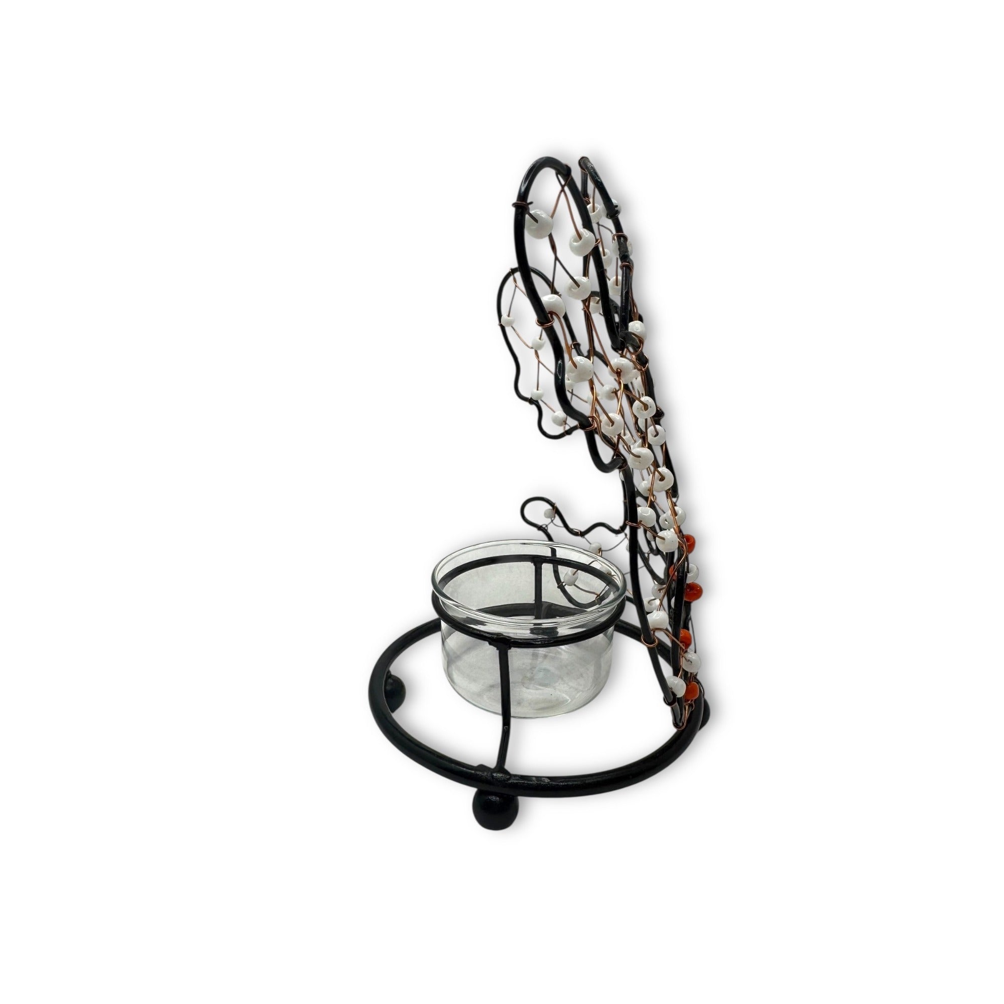 Halloween Ghost Wire Wrapped Beaded Tea Light Candle Holder