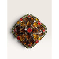 Vintage 1960s Smoky Topaz Amber Rhinestone Square Cushion Domed Brooch Pin