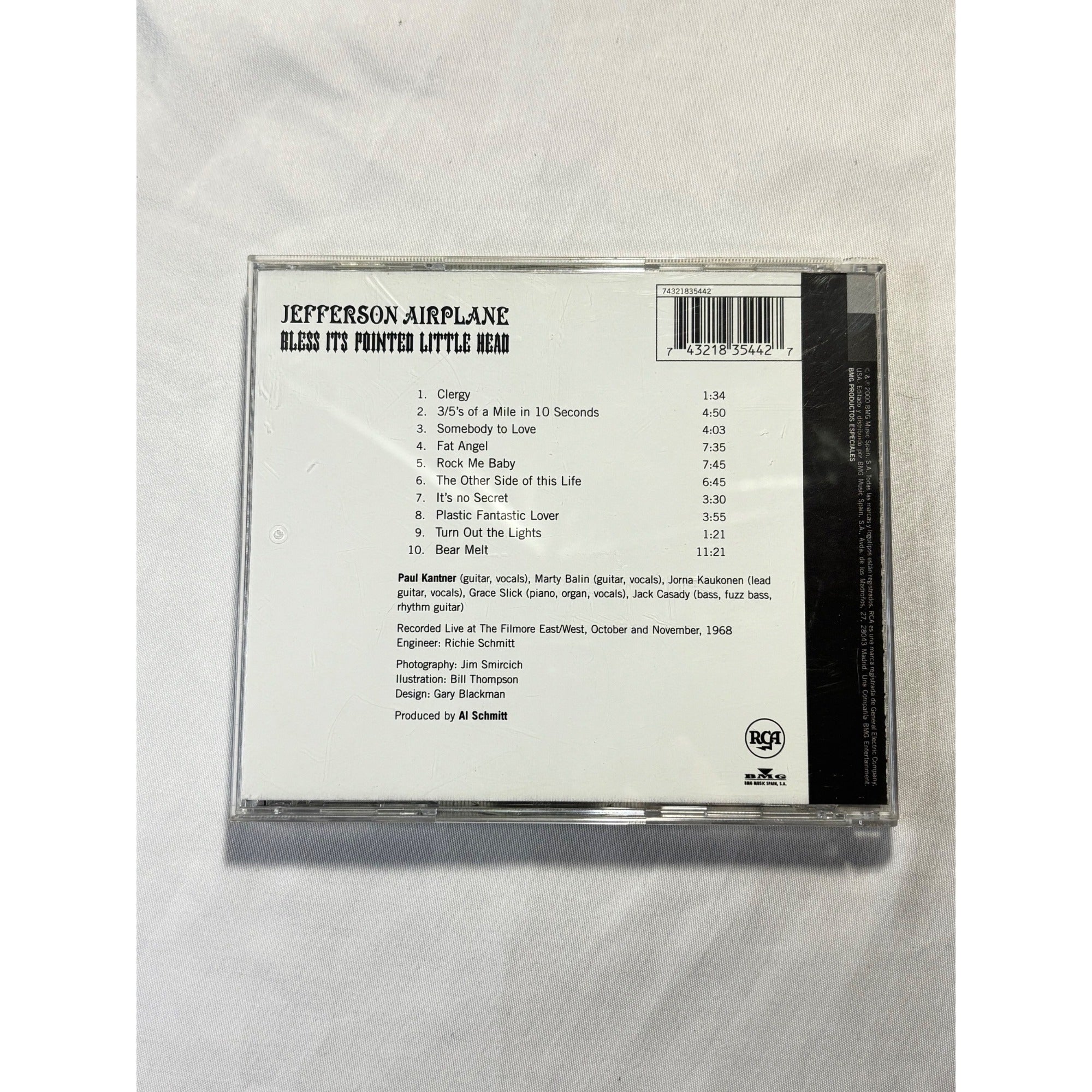 Jefferson Airplane Bless Its Pointed Little Head 1969 CD RCA Psychedelic Rock