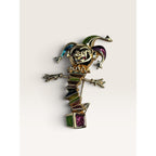 Swarovski Enamel Jack In The Box Jester Clown Brooch Pin Signed Vintage 90s