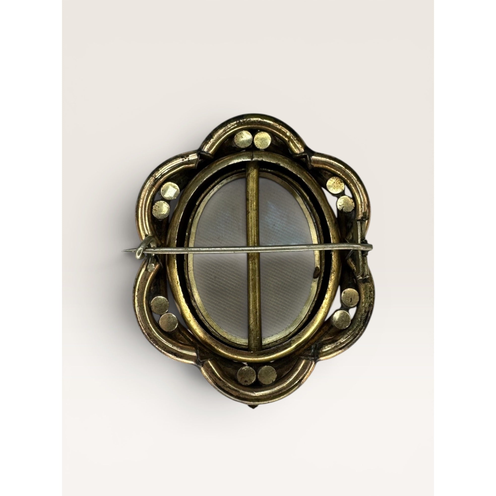 Victorian Gold Filled Swivel Mourning Brooch Oval Locket Glass Hair Memento