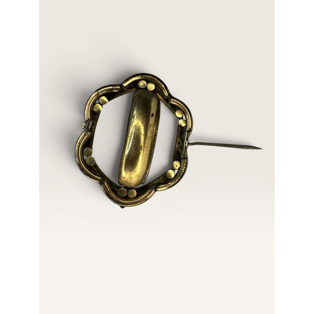Victorian Gold Filled Swivel Mourning Brooch Oval Locket Glass Hair Memento