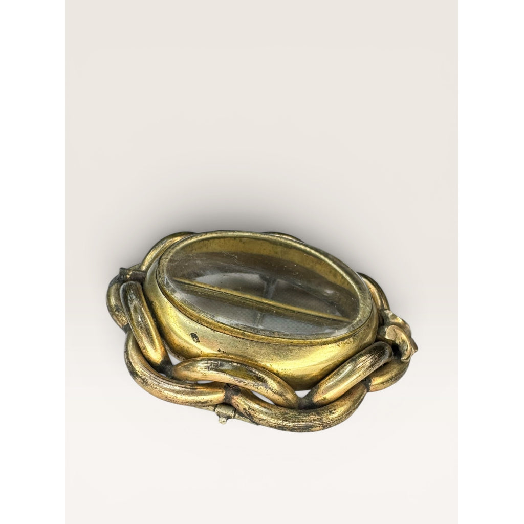 Victorian Gold Filled Swivel Mourning Brooch Oval Locket Glass Hair Memento