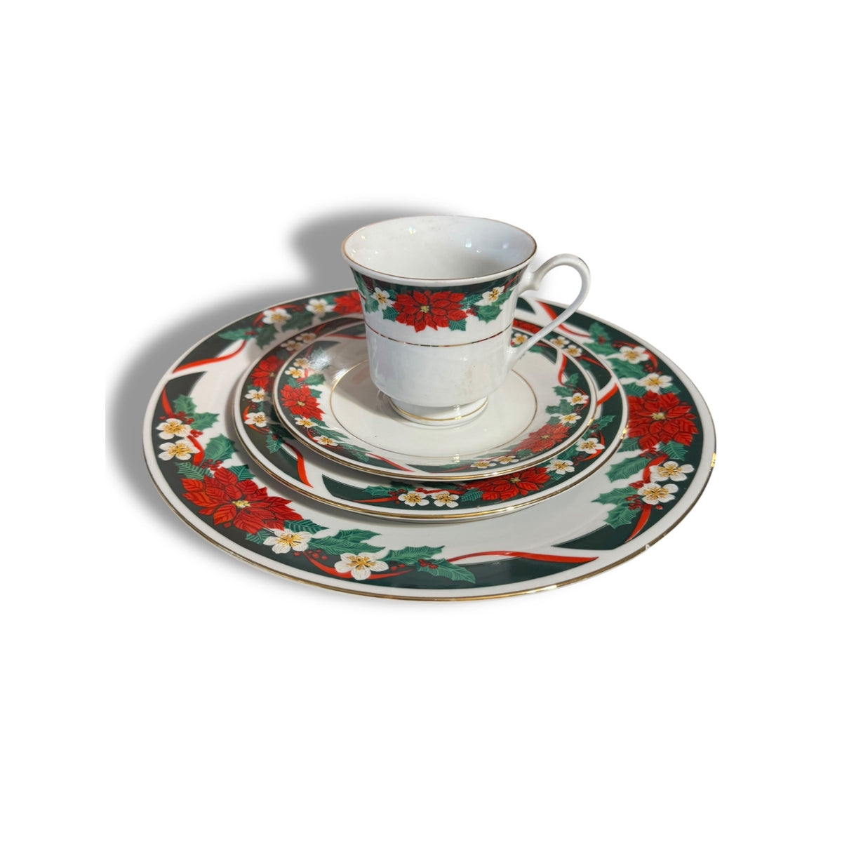 Tienshan Deck the Halls 16pc Dinnerware Set Service for 4 Holiday Vintage 1994