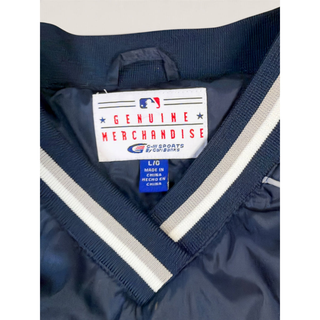 Vintage Yankees Pullover Windbreaker Jacket L MLB G-III Carl Banks V-Neck Navy