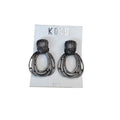 KOKO Clip On Earrings Gunmetal Hoop 1990s Vintage