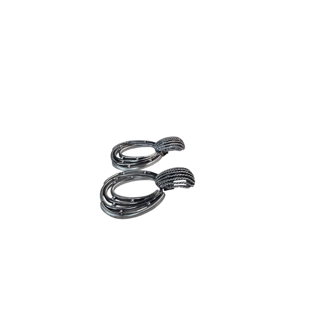 KOKO Clip On Earrings Gunmetal Hoop 1990s Vintage