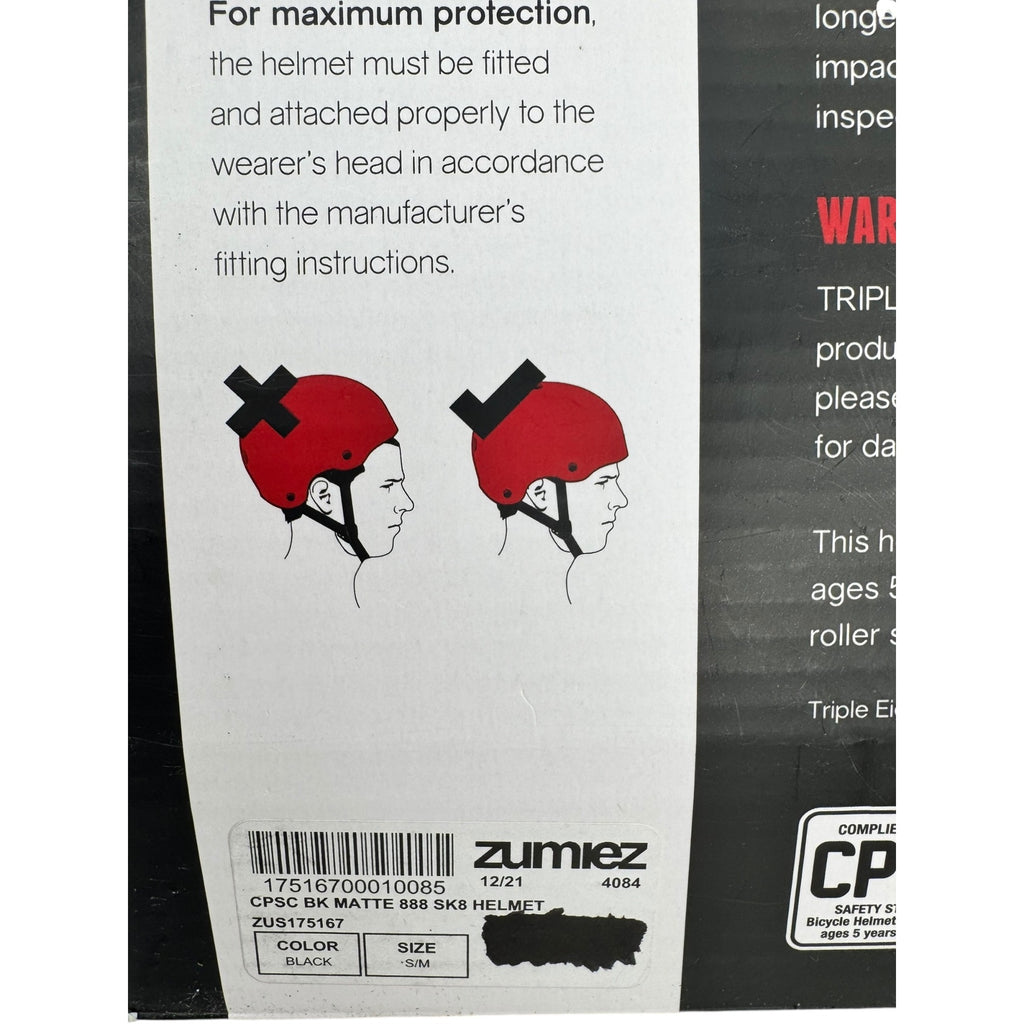 Triple Eight Dual Certified Multi-Sport Helmet S/M Black Matte