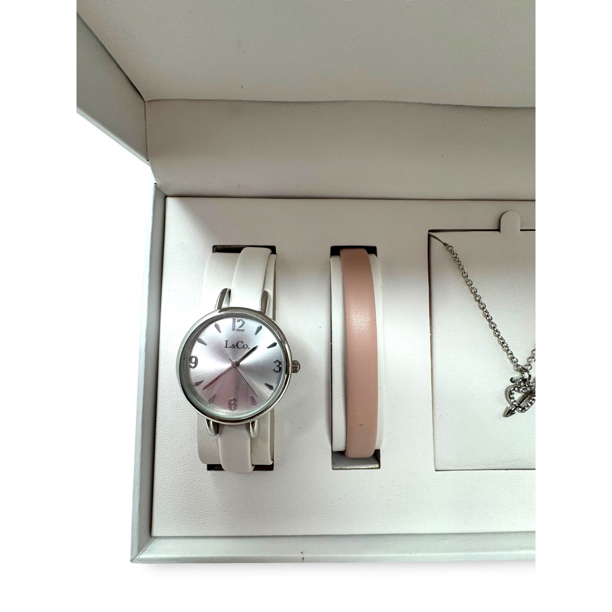 L&Co Womens Watch Necklace Set Interchangeable Bands