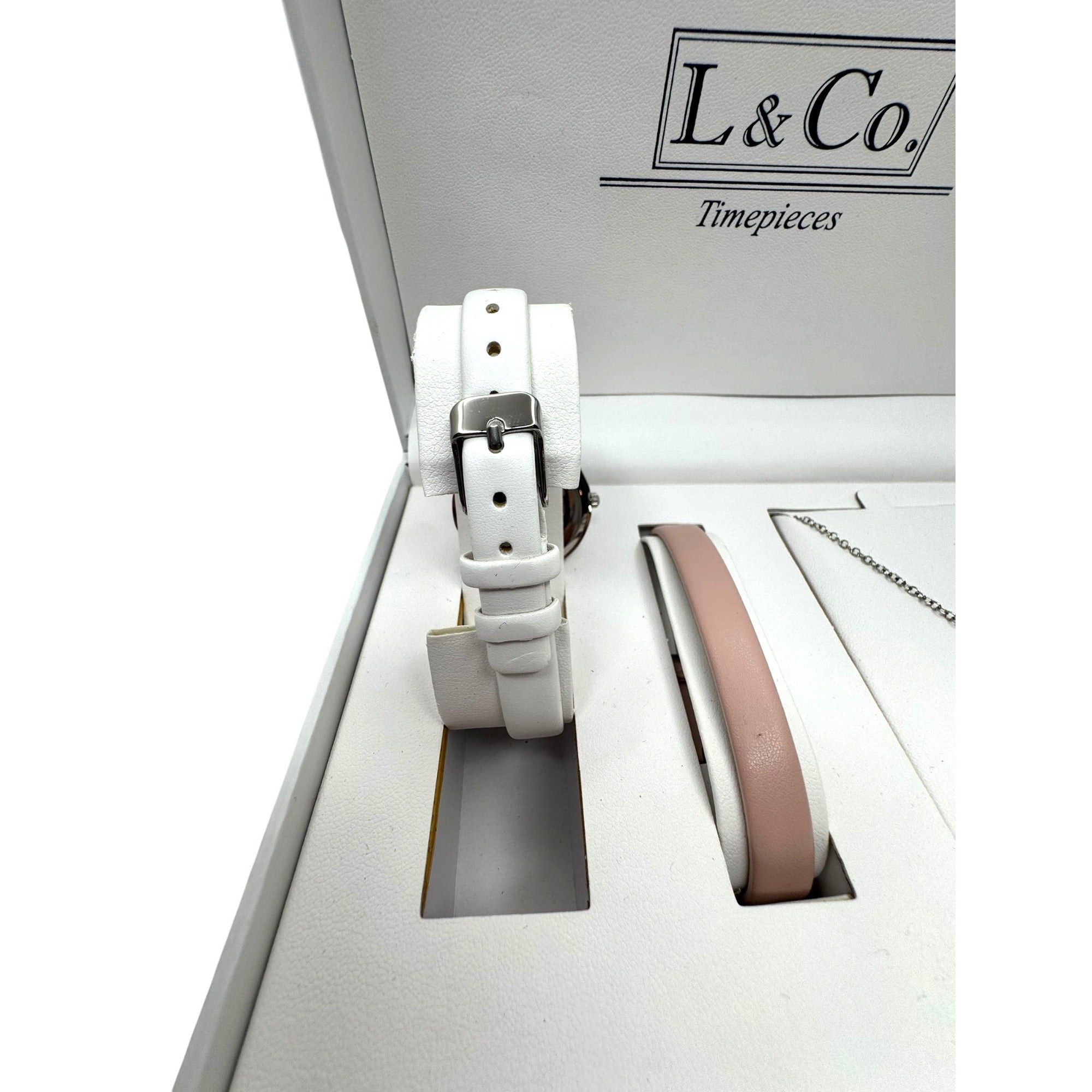 L&Co Womens Watch Necklace Set Interchangeable Bands