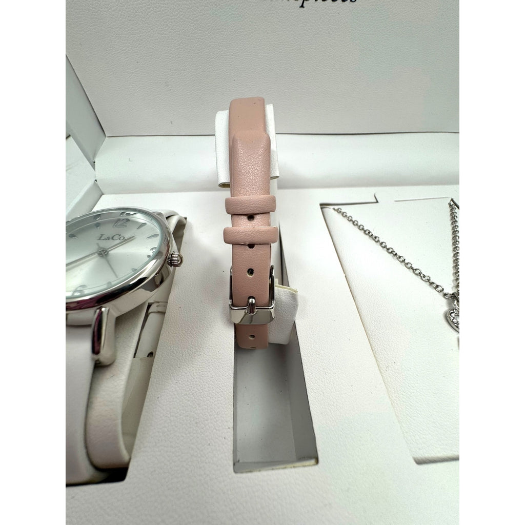 L&Co Womens Watch Necklace Set Interchangeable Bands