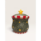 Christmas Santa Believe Ceramic Treat Cookie Jar with Lid Holiday