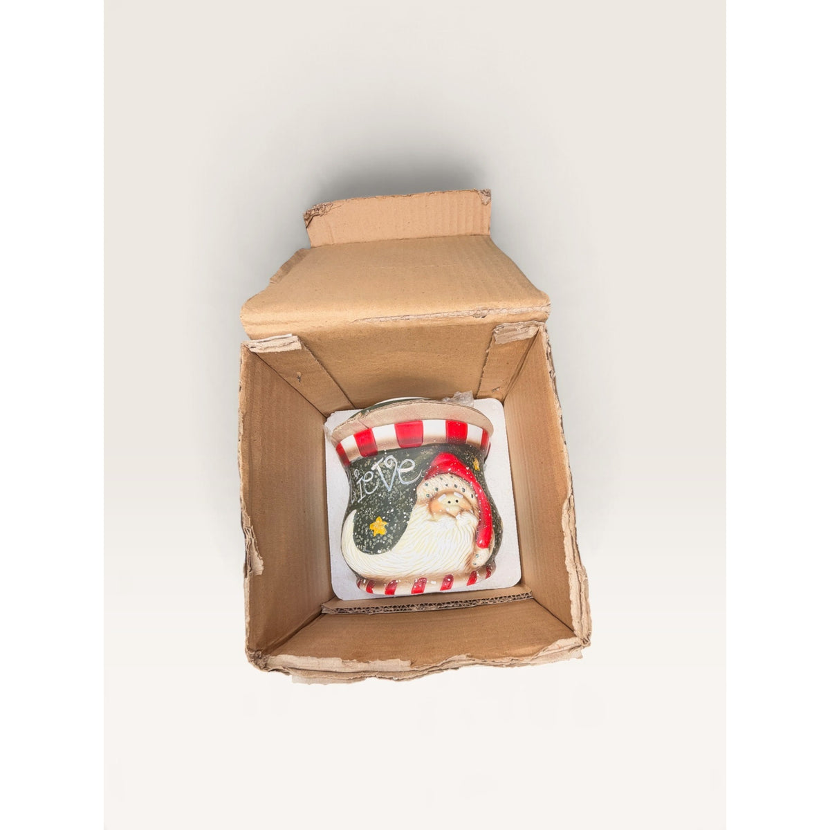 Christmas Santa Believe Ceramic Treat Cookie Jar with Lid Holiday