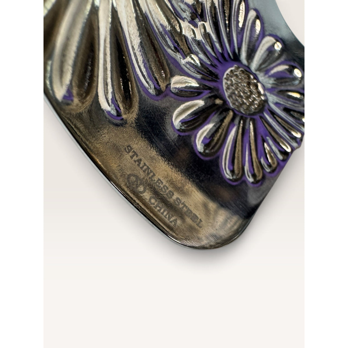 Daisy Flower Embossed Stainless Steel Wide Cuff Bracelet 2.02" Contemporary